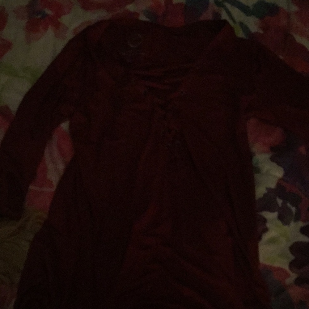 Dark red blouse shirt.